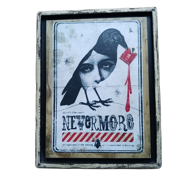 Handmade Other - ORIGINAL Wall Art Edgar Allen Poe Poet Gothic Decor Illustration Distressed Wood